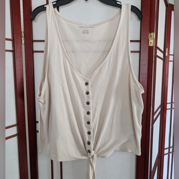 American Eagle Outfitters Tops - American Eagle Tie Front Cropped Button Tank